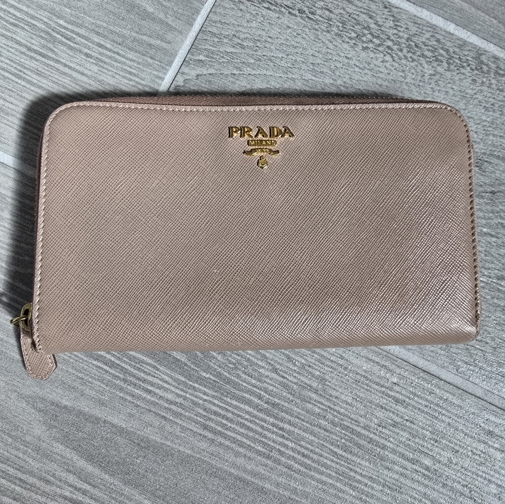 Prada saffiano zip around wallet